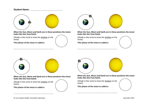 Moon Phases - Worksheet and Answers | Teaching Resources