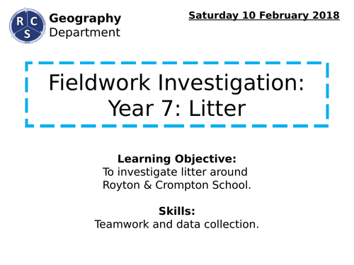 Mini fieldwork investigation. Key stage 3 geography