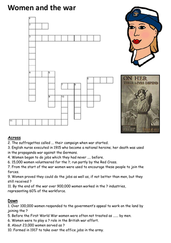 Women and World War One Crossword