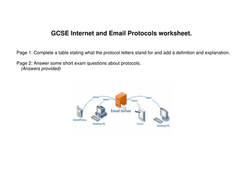 ICT GCSE Email and Internet Protocols worksheet