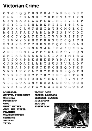 Victorian Crime Word Search