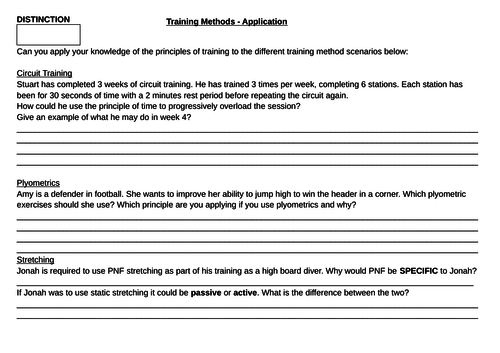 BTEC Sport - differentiated task - Training methods