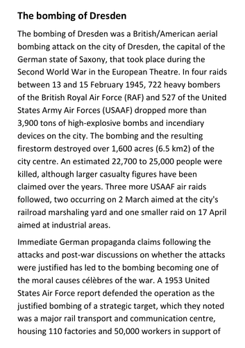 The bombing of Dresden Handout