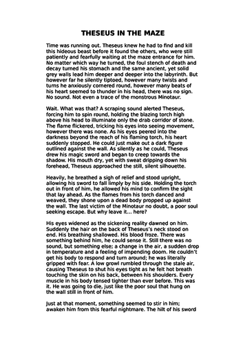 Building tension writing example - Theseus & Minotaur