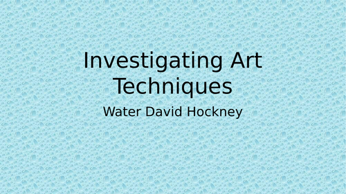 An Art lesson focussing on 'a Bigger splash' David Hockney