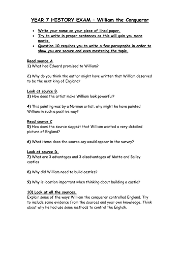 Norman Conquest Assessment