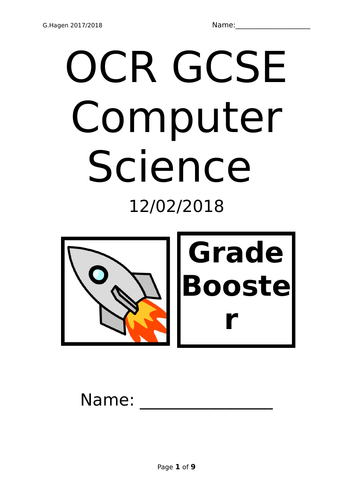 GCSE Computer Science Grade Booster Session (Designed for OCR 9-1 but suitable for other boards)
