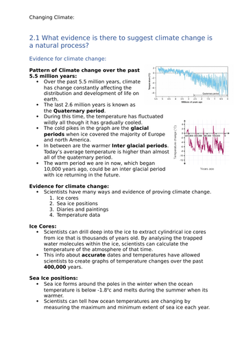 GCSE Geography OCR B - Changing Climate Notes: