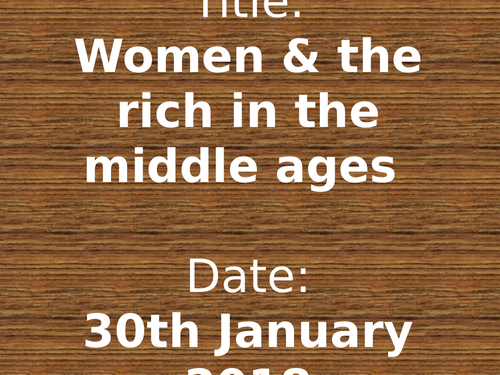 Women and the Rich in the Middle Ages