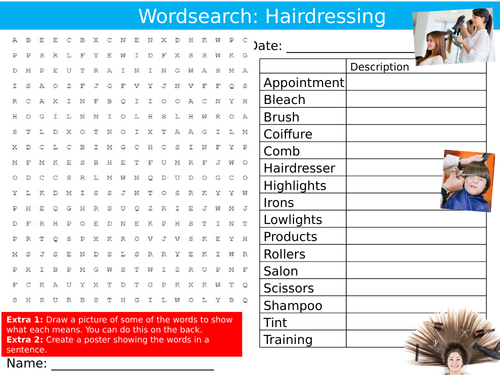 Hairdressing Wordsearch Puzzle Sheet Keywords Settler Starter Cover Lesson Composer Beauty Careers