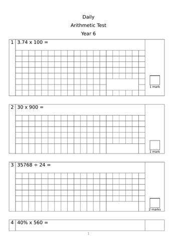 arithmetic homework year 6