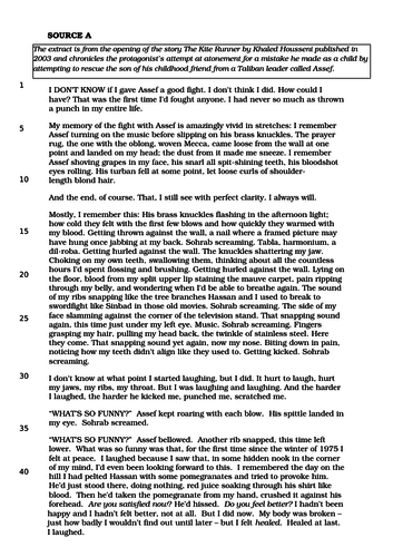 AQA English Language Paper 1 (Kite Runner Fight Scene)