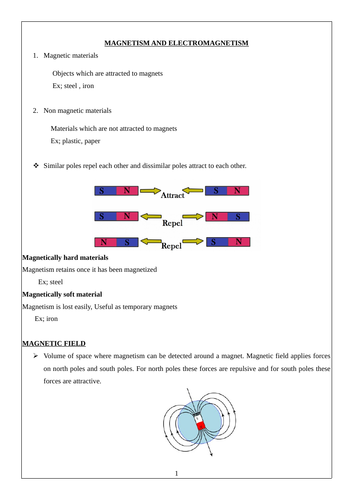 IGCSE PHYSICS - MAGNETISM AND ELECTROMAGNETISM