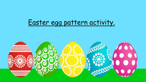 Easter egg shape activity. Pattern, Shape and Colour recognition.Fine motor skills. EYFS.
