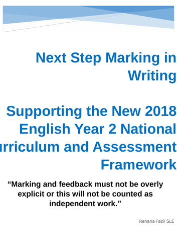 Feedback for writing and Next Step marking Year 2 TAF
