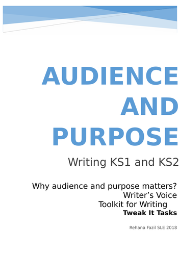 Writing for an Audience and Purpose Year 2 TAF
