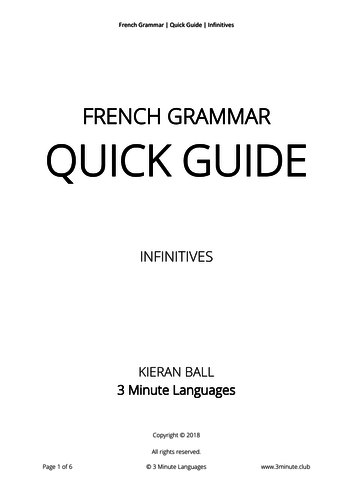 French Grammar - Quick Guide - Infinitives