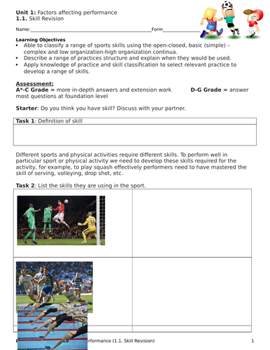 IGCSE PE Skill Revision Lesson
