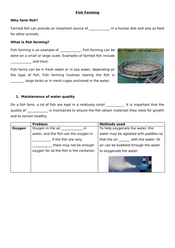 Fish Farming Cloze procedure