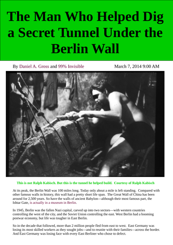 The Man Who Helped Dig a Secret Tunnel