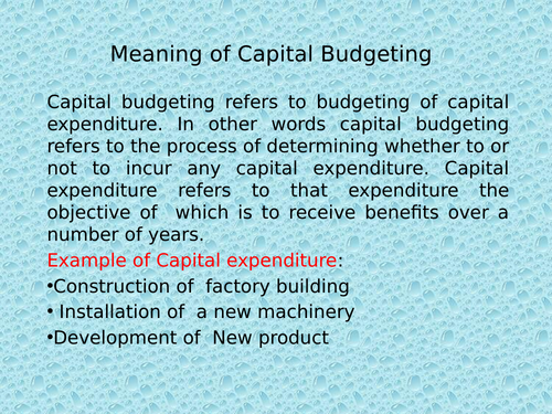 Introduction to Capital Budgeting