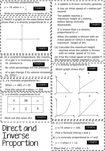 Exam questions- Direct and inverse proportion