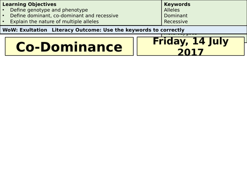 AQA A-Level Biology Co-Dominance and Autosomal Linkage - Lecture Notes