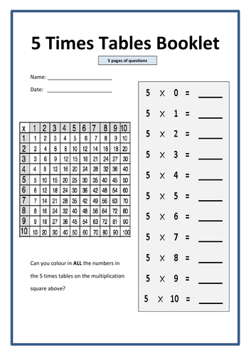 times tables booklet printable