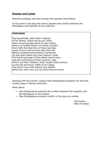 Romeo and Juliet Extract Questions - Conflict