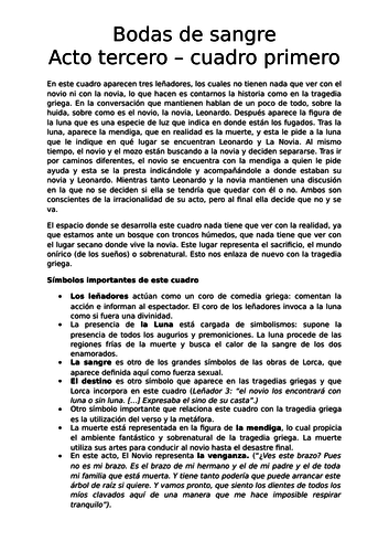 Bodas de Sangre - Acto III - Cuadro I y Cuadro último