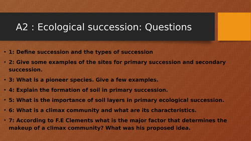 A2 Ecological Succession : Revision questions