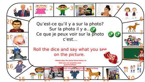 Sur la photo il y a/  Basic photo description board game/Who do you see on the photo/year 7,8,9