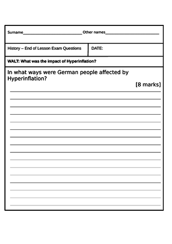 AQA 8145 Hyperinflation Double Lesson