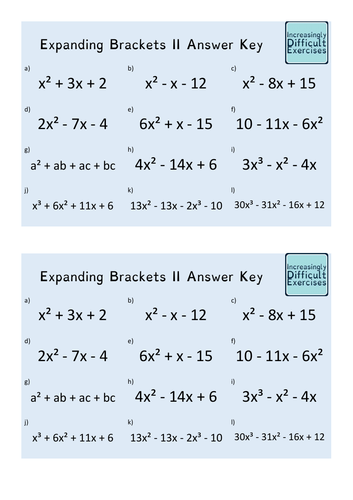 Increasingly Difficult Questions - Expanding Brackets 2 | Teaching ...