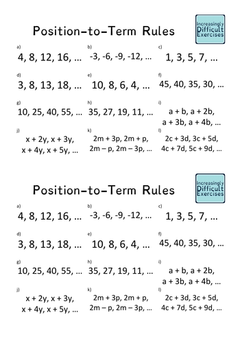 Increasingly Difficult Questions - Position to Term Rules