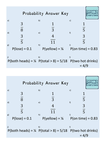 Increasingly Difficult Questions - Probability