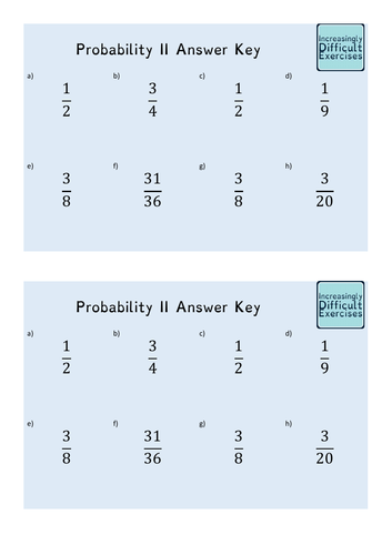 Increasingly Difficult Questions - Probability 2