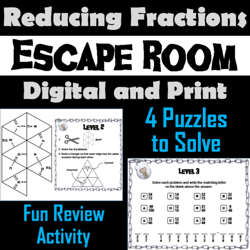 Reducing Fractions: Escape Room Math Activity