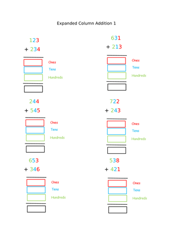 Expanded Column Addition Tens and Ones, Hundreds, Tens and Ones