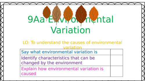 9Aa Environmental variation