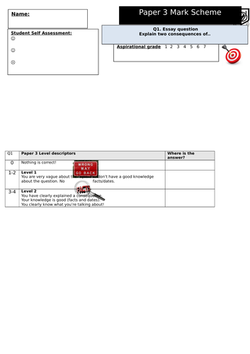 Edexcel 9-1 Paper 2 Student Friendly Mark Scheme