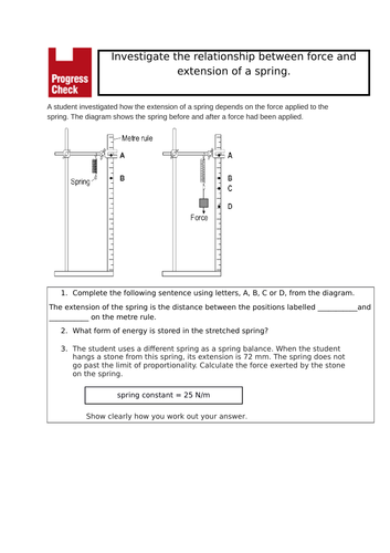 Force and Extension Required Practical Starter
