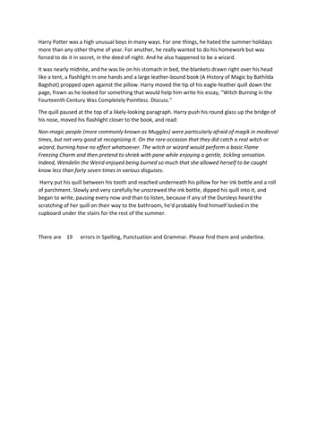 Grammar Errors- Harry Potter