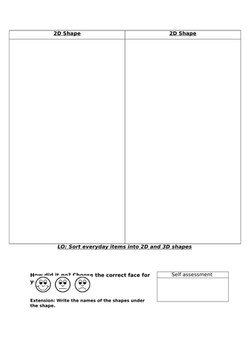 Sort everday items into 2D and 3D