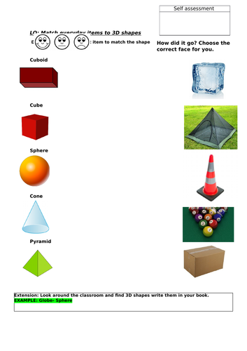 Match everyday items to 3D shapes