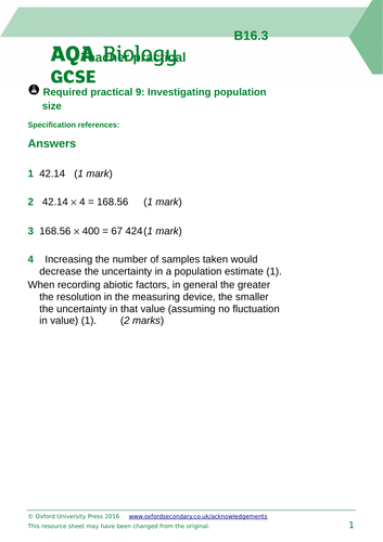 Aqa Distribution And Abundance Required Practical 9 - 