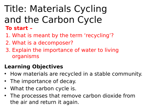 AQA Material Cycling and the Carbon Cycle