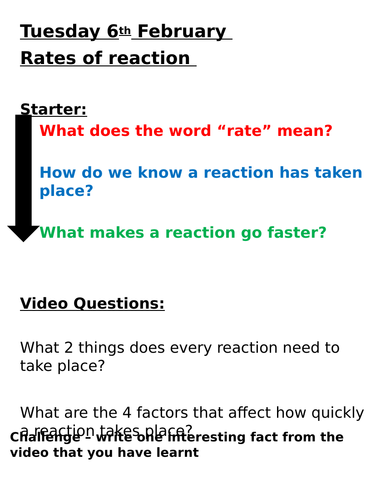 GCSE Rate of reaction - Concentration
