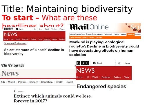 AQA Maintaining Biodiversity