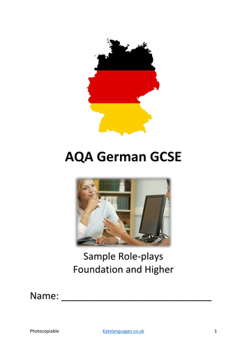 AQA German Speaking exam revision bundle (2018)